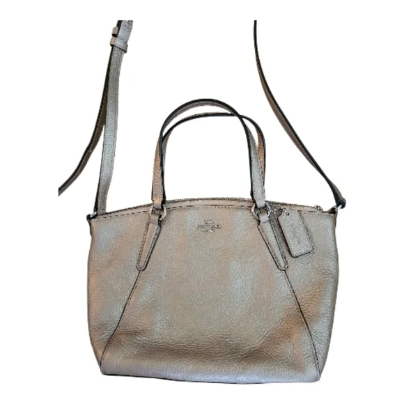 Coach Mini Kelsey In Metalic Gold Pebbled Leather - Picture 1 of 10